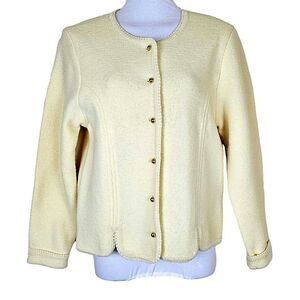 Vintage 100% Wool Cardigan Sweater Jacket by Crystal Sportswear Women’s Size S